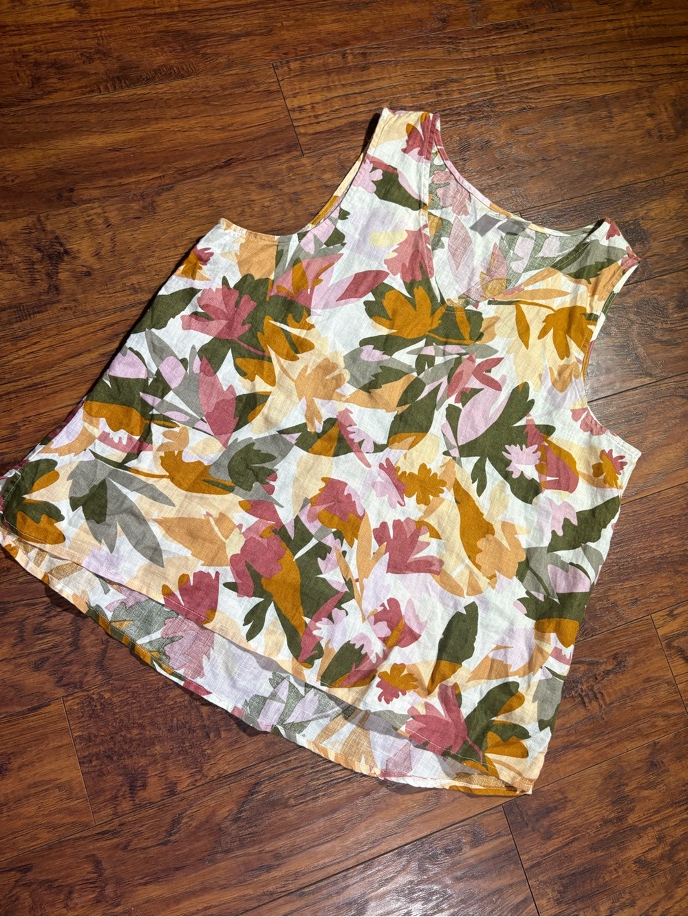 Joie women’s size XL floral v neck linen tank top
